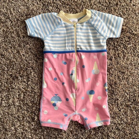 Hanna Andersson rashguard swimsuit size 75 (12-18 months) I’ve cream print - Picture 1 of 5